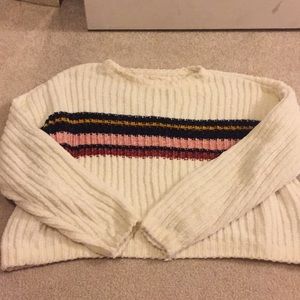 white striped cropped sweater